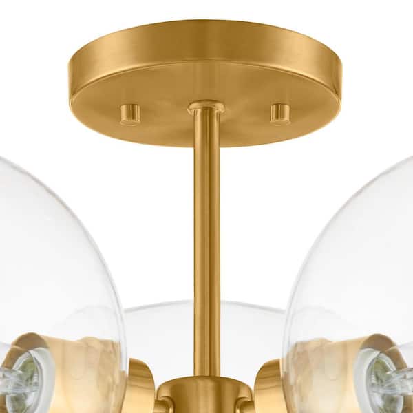 Vista Heights 3-Light Aged Brass Semi Flush Mount Light