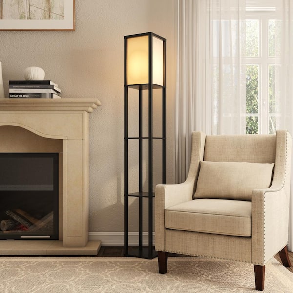 Titan 72 in. Black Shelf Floor Lamp