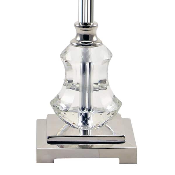 Brielle 28.75 in. Silver Table Lamp with Polished Nickel and Crystal Shade