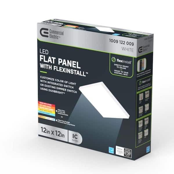 Flexinstall Panel 12 in. x 12 in. White Integrated LED Flat Panel Light with 5CCT Plus DuoBright