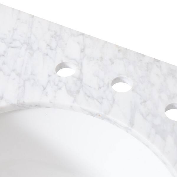 Roseland 5 ft. Marble Solid Surface Countertop with Sink in Carrara White