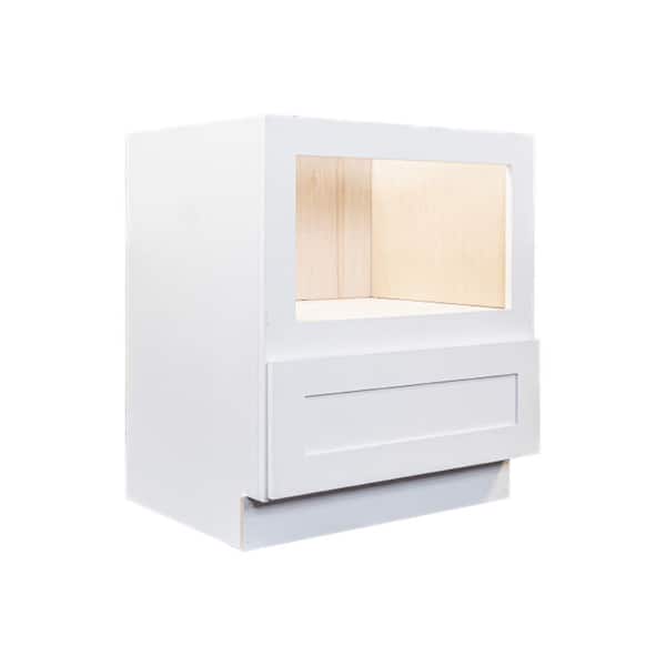Lancaster White Plywood Shaker Stock Assembled Base Microwave Kitchen Cabinet 30 in. W x 34.5 in. H x 24 in. D