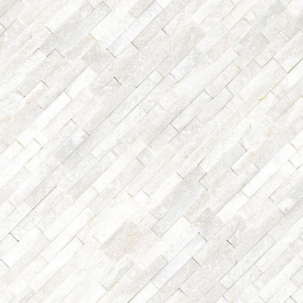 Arctic White Ledger Panel 5.90 in. x 23.62 in. Textured Marble Stone Look Wall Tile (210 sq. ft./Pallet)