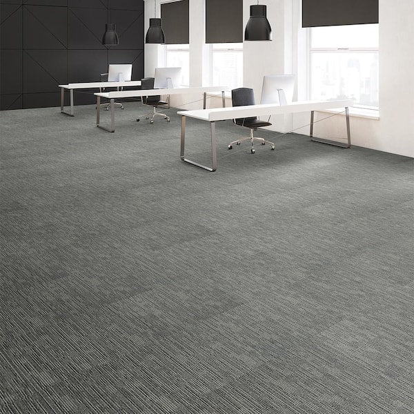 Merrick Brook Gray Commercial 24 in. x 24 Glue-Down Carpet Tile (24 Tiles/Case) 96 sq. ft.