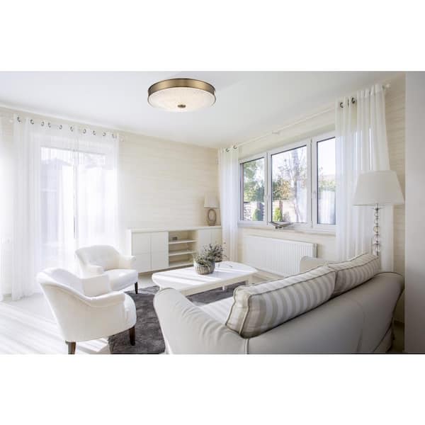 11.75 in. 1-Light Aged Brass LED Flush Mount