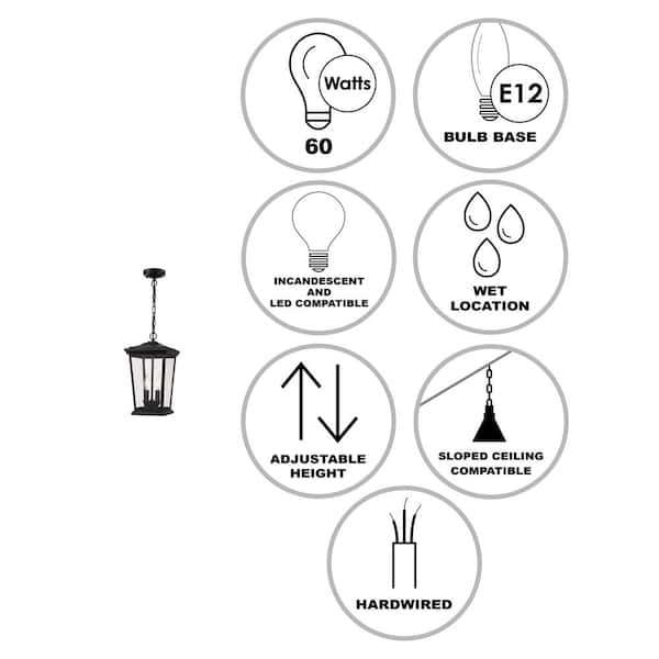 Turlock 2-Light Black Hanging Outdoor Pendant Light Fixture with Clear Glass