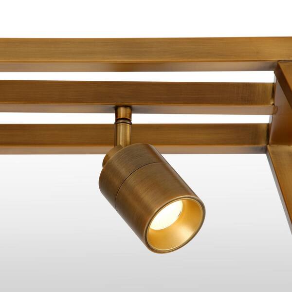 Shura Cage 48 in. 5-Light Integrated LED Farmhouse Flush Mount Light, Directional Spot with Dimmable - Brushed Brass