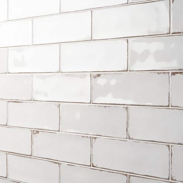 Santa Fe White 3.93 in. x 11.96 in. Polished Ceramic Wall Tile (10.76 sq. ft./Case)