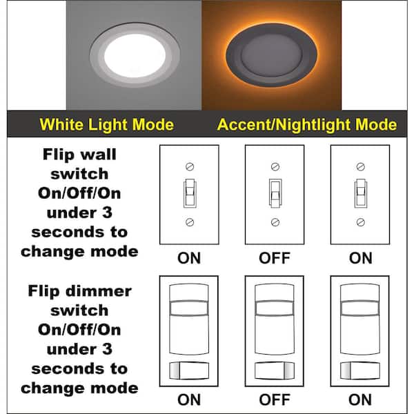 6 in. Canless Adjustable CCT Integrated LED Recessed Light Trim with Night Light 900 Lumens New Construction Remodel