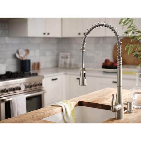 Essie Single-Handle Pre-Rinse Spring Pulldown Sprayer Kitchen Faucet with Power Clean in Spot Resist Stainless