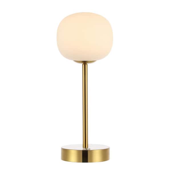 Natalia 12.25 in. Brass Gold/White Modern Minimalist Iron Rechargeable Integrated LED Table Lamp
