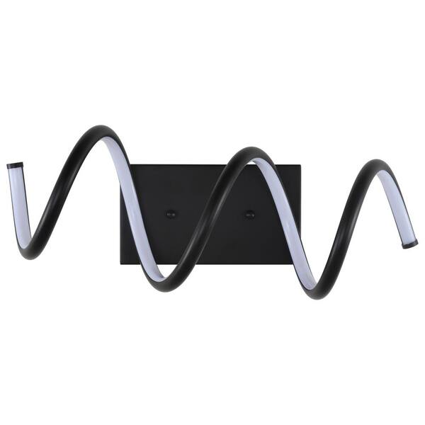 Scribble 7 in. Black Modern Metal Integrated LED Vanity Light Sconce