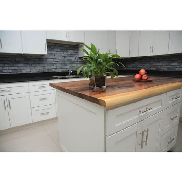 6 ft. L x 25 in. D Finished Saman Solid Wood Butcher Block Countertop With Live Edge