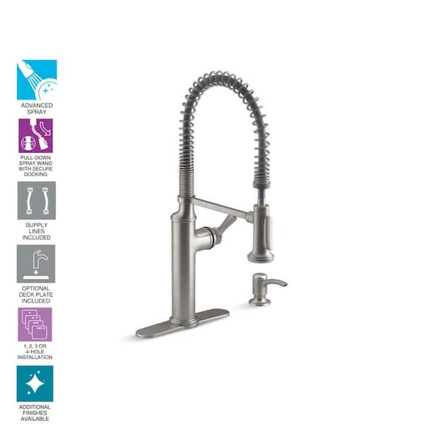 Sous Pro-Style Single-Handle Pull-Down Sprayer Kitchen Faucet in Vibrant Stainless