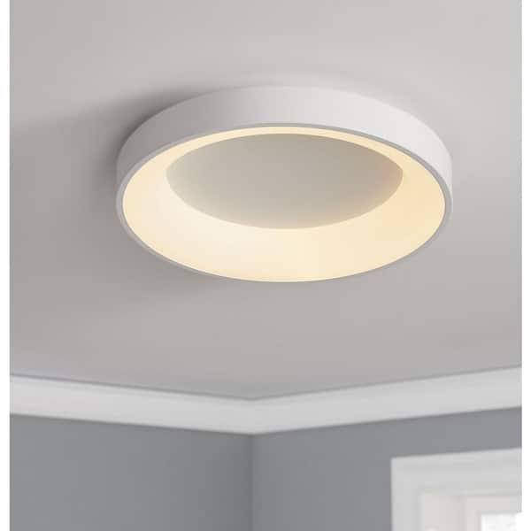 23.6 in. 1-Light Simply Circle Flush Mount LED Ceiling Lamp Fixture Light Hollow Design Ceiling Lighting