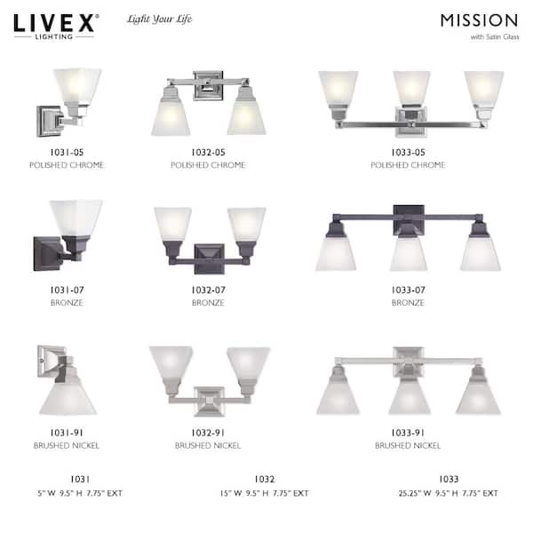 Mission 1 Light Brushed Nickel Wall Sconce