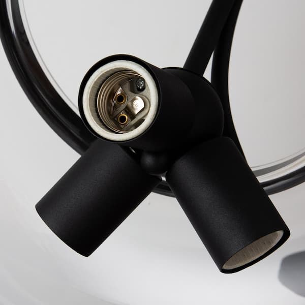 3-Light Matte Black Dome Pendant Light with Glass Shade