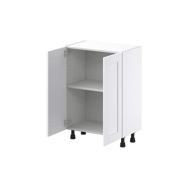 Mancos Glacier White Shaker Assembled Shallow Base Kitchen Cabinet with 2-Doors (24 in. W x 34.5 in. H x 14 in. D)