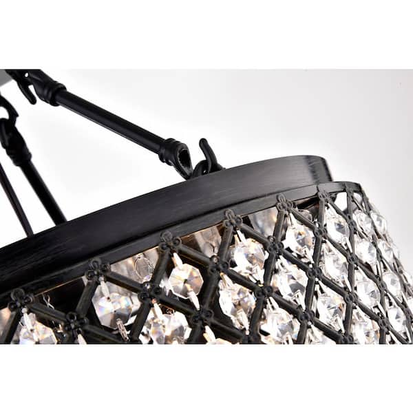 Alyvia 4-Light Antique Black Glam Semi-Flush Mount Ceiling Light with Beaded Crystal Drum Shade