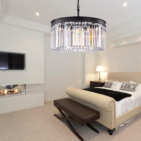 Annapolis 5-Light Black Unique/Statement Drum Chandelier with Crystal Accents