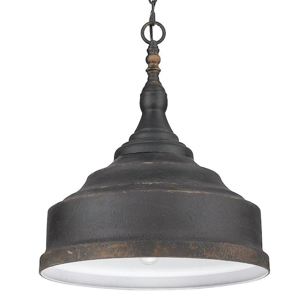 Keating 3- Light Antique Black Iron Pendant Light