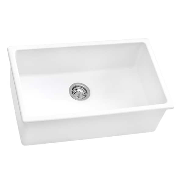 30 in. Single Bowl Dualmount Fireclay Kitchen Sink in White