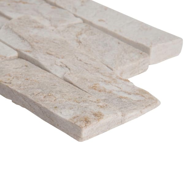 Royal White Splitface Ledger Panel 6 in. x 24 in. Natural Quartzite Wall Tile (6 sq. ft. / Case)