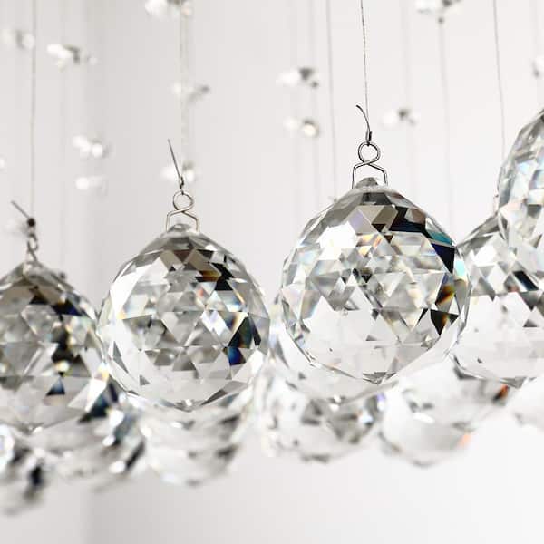 Albany 6-Light Clear Kitchen Island Geometric Chandelier with Crystal Accents