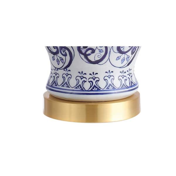 Leo 28.5 in. Blue/White Chinoiserie Table Lamp