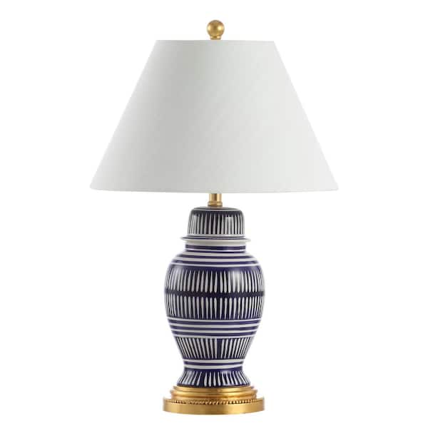 Reed 27 in. Navy Ceramic/Iron Modern Coastal LED Table Lamp