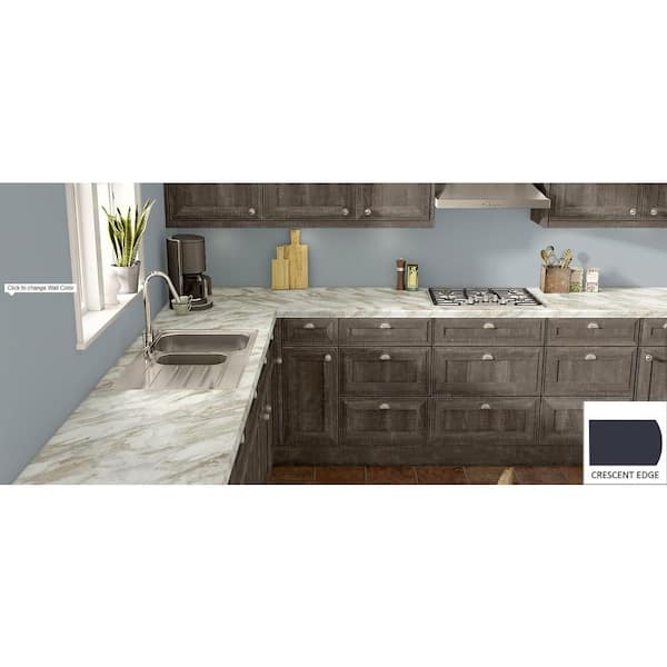 Custom Laminate Edge in Italian White di Pesco with Crescent Edge