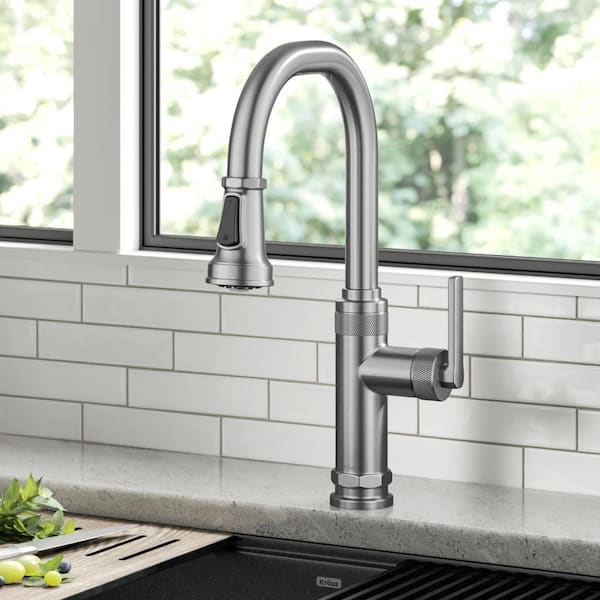 Allyn Industrial Pull-Down Single Handle Kitchen Faucet in Spot-Free Stainless Steel