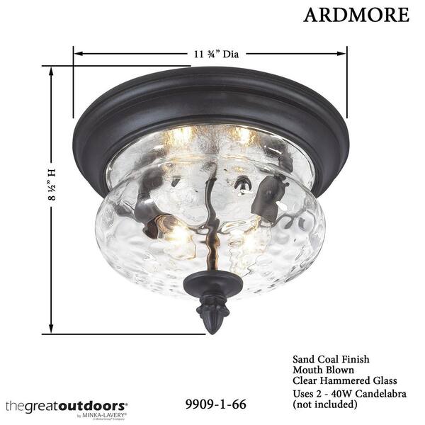 Ardmore 2-Light Black Outdoor Flushmount