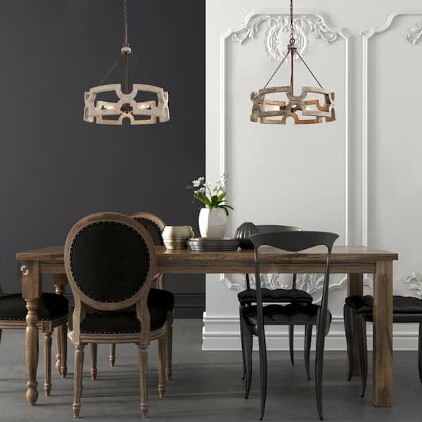 Drum Wood Chandelier, Large Brown Round Island Pendant Light Farmhouse Chandelier Rustic Dining Room Chandelier