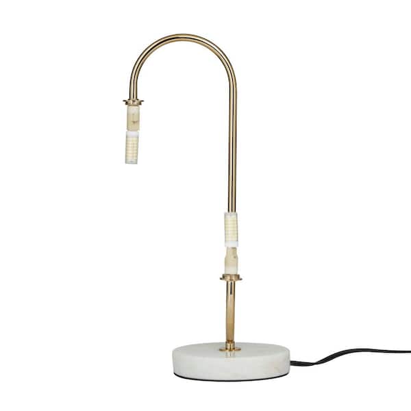 18 in. Gold Metal Orb 2 Light Task and Reading Table Lamp with Marble Base