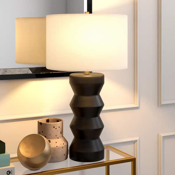 Carlin 26.5 in. Matte Black Ribbed Ceramic Table Lamp