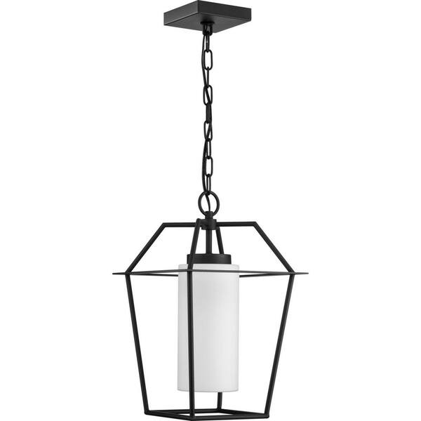 Chilton Collection 1-Light New Traditional Textured Black Etched Opal Glass Outdoor Hanging Light