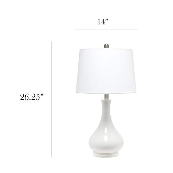 26.25 in. White Ceramic Tear Drop Shaped Table Lamp