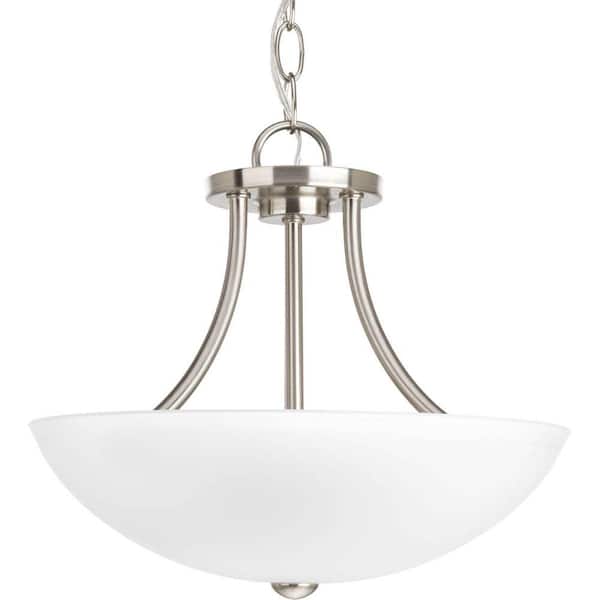 Gather Collection 12.5 in. 2-Light Brushed Nickel Semi-Flush Mount
