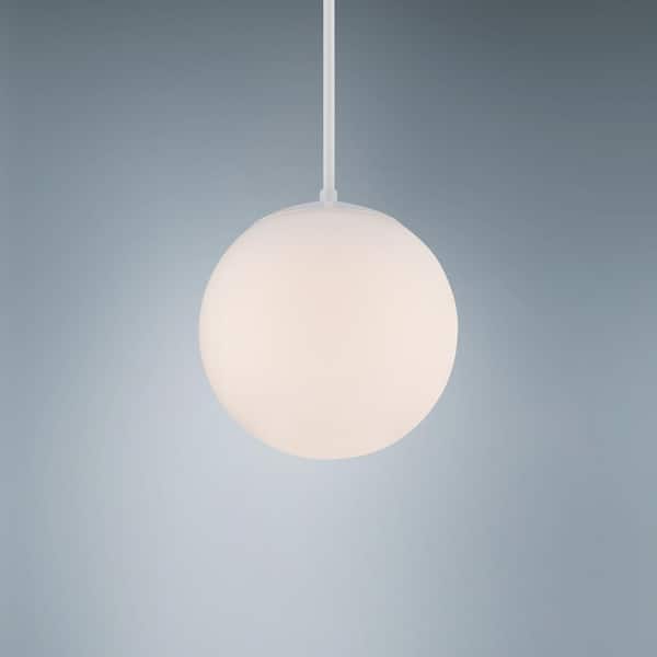 Niveous 10 in. 120-Watt Equivalent Integrated LED White Pendant with Glass Shade