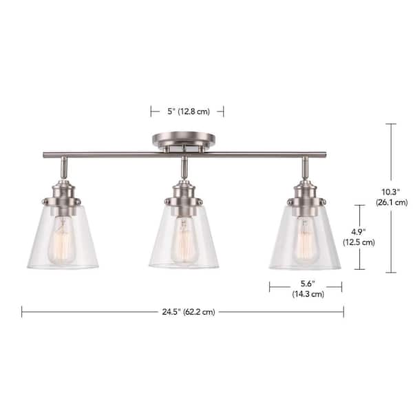 Jackson 2 ft. 3-Light Brushed Nickel Fixed Track Lighting Kit with Clear Glass Shades