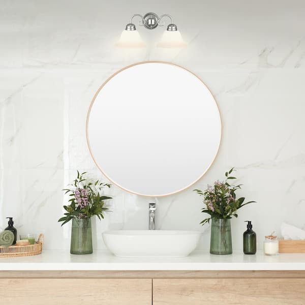 Millbridge 2-Light Satin Nickel Sconce with Alabaster Glass Shade