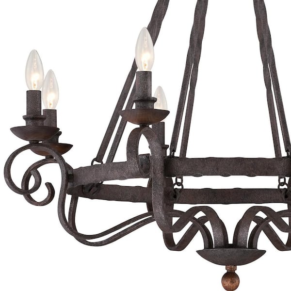 Noble 8-Light Rustic Black Candle-Style Chandelier