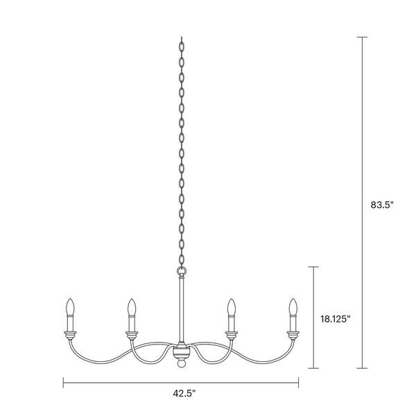 Hartsville 6-Light Chalk Washed White/Light Brown Beachwood Linear Country Coastal Farmhouse Candlestick Chandelier