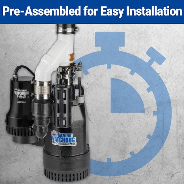 Big Combo Connect 1/2 HP Primary and Battery Backup Sump Pump System with Smart Wi-Fi Capable Monitoring Controller