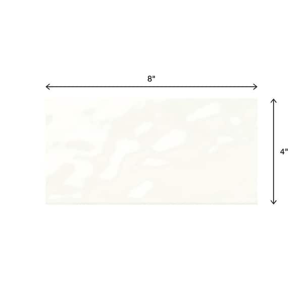 LuxeCraft White 4 in. x 8 in. Glazed Ceramic Subway Wall Tile (10.5 sq. ft./case)