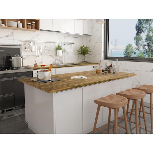 6 ft. L x 25.5 in. D, Acacia Butcher Block Standard Countertop in Brown with Square Edge