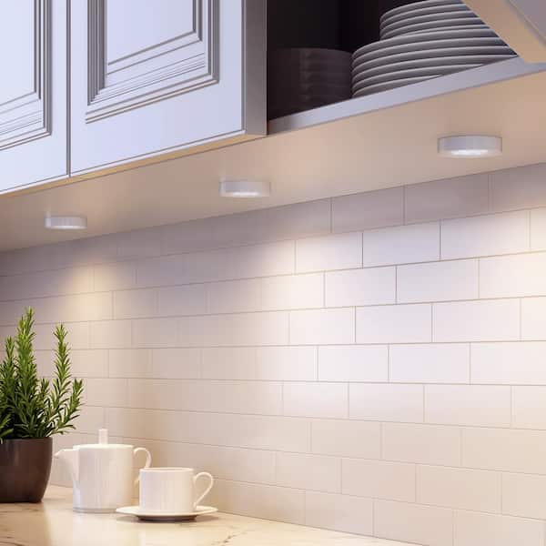 3-Light LED White RGB Color Changing Puck Light Kit