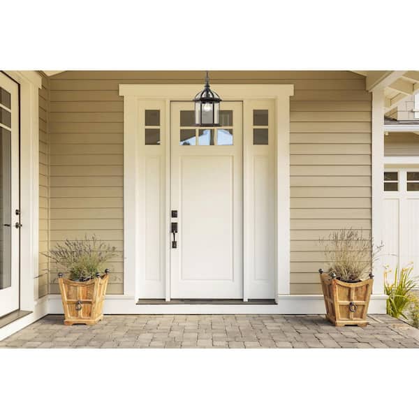 Wentworth 1-Light Rust Hanging Outdoor Pendant Light Fixture with Clear Glass