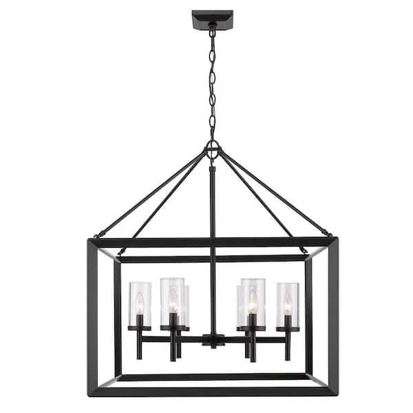 Smyth 6-Light Matte Black Chandelier with Glass Shade